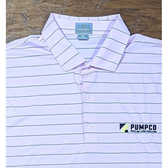 Other - Fennec Golf Polo Lightweight Shirt Pink/Blue Striped Mens XXL Embroidered Pumpco